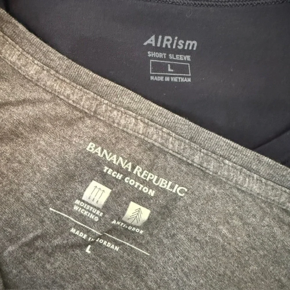 Bundle 2 T-Shirts Banana Republic Airism Tech Cotton Airism Navy Gray Large